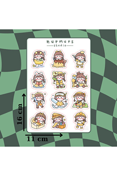 Nurmurs tatlı kız sarı sticker  Laptop Tablet Telefon Planner - Ajanda - Bull...