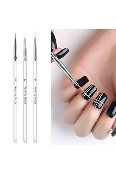 Venalisa Kolinsky 3'lü Nail Art Çizim Süsleme Fırçası