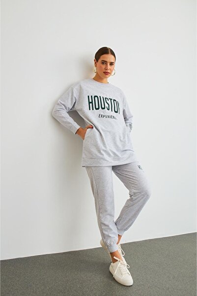 Basicpark Houston Gray Oversize Cotton Suit Set