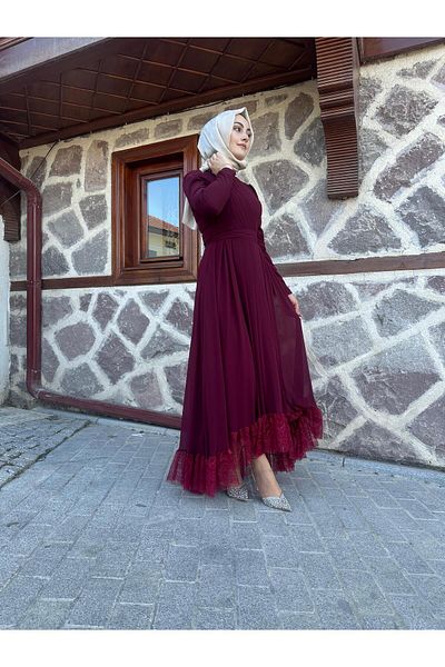 sümeyra Merve Dress - Purple Detailed