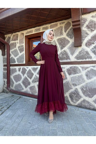 sümeyra Merve Dress - Purple Detailed