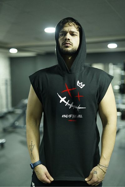 Oxlade King Of the Hill Hooded Fitness Tank Top - 100% Cotton Oxlade Fabric