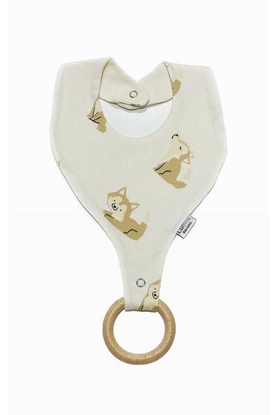 Lumos Trade Pacifier Holder Bib - Cute Dog 100% Cotton Fabric Pacifier Strap