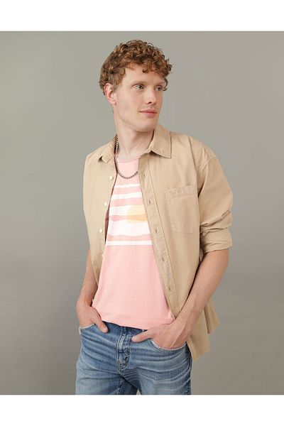 AMERICAN EAGLE AE Poplin Everyday Button-Up Shirt