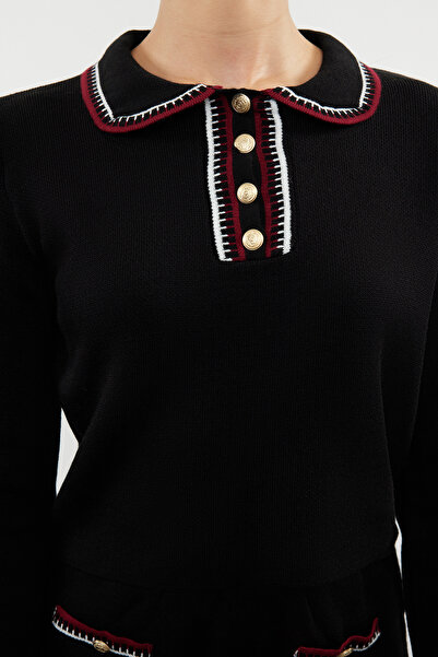 Trendyol Collection Knitwear Skirted Black Bottom-Top Set - TWOAW24AU00058