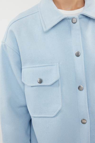 Trendyol Collection Modrý oversize Razítko Shacket Slim Jacket Coats TWOAW25MO00077