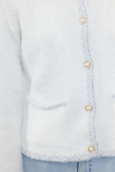 Trendyol Collection Ecru Knitwear Cardigan - Furry Jacket Look, Twoaw25Hi00068