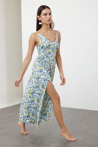 Trendyol Collection Virágmintás Maxi szőtt strandruha TBESS24EL00098