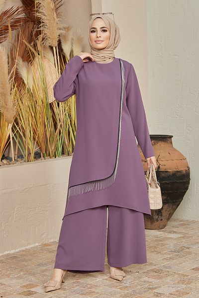 VAVİNOR Chain Tunic Trousers Set - Lilac