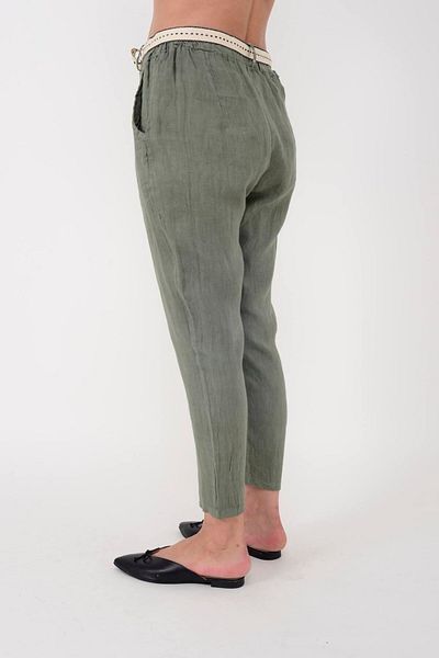Park Moda 10156H BELT DETAIL CARROT LINEN PANT