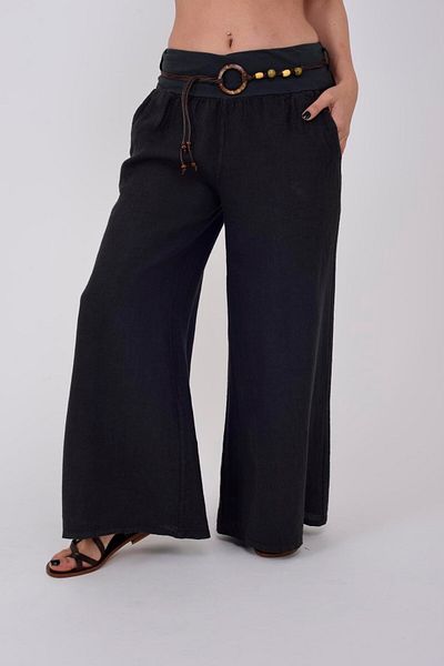 Park Moda 8730 Wide Leg Belted Linen Trousers