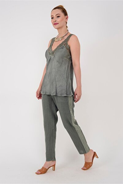 Park Moda 21336 Model V-Neck Strappy Lace Blouse