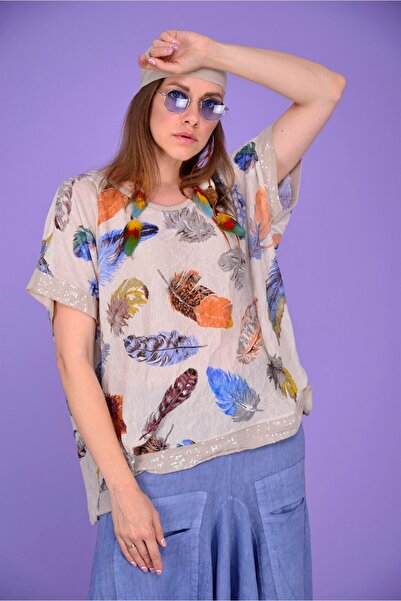 Park Moda 6454 Tüy Desen Şalli Bluz