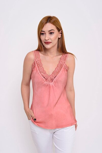 Park Moda 21336 V Yaka Askılı Dantelli Bluz
