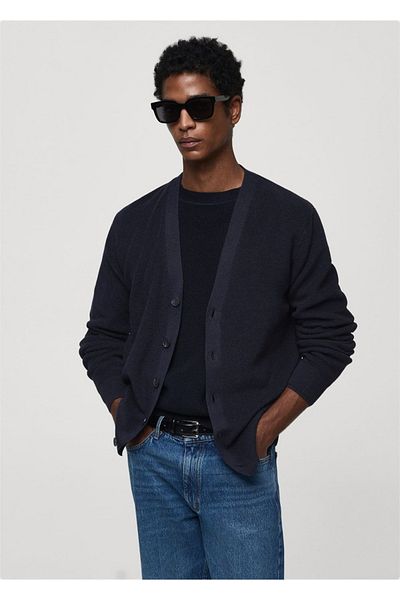 MANGO Man Geknöpfter, gerippter Cardigan
