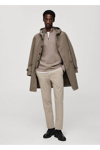 MANGO Man Pullover mit Perkins-Kragen und Reißverschluss