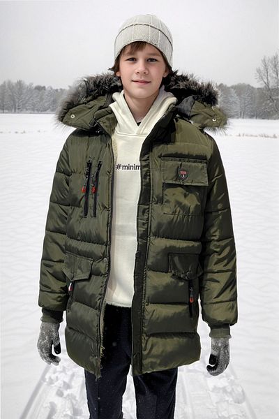Asortix Boy's Coat Water and Windproof Fur Lined Detachable Hooded Coat Coat