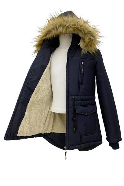 Asortik Kids Unisex Children's Faux Fur Plush Lined Removable Hooded Waterproof Coat
