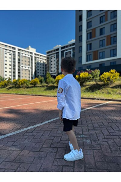 Pollito Boy's White Painted Cotton Shirt T-Shirt Set of 2