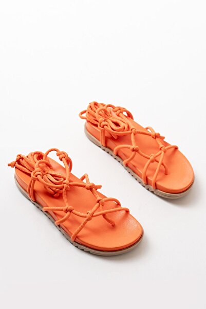 Aymood 1001-1001 Orange Ankle Lace-Up Women's Sandals