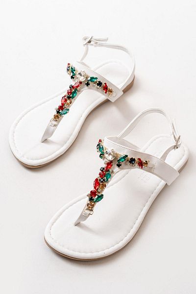 Aymood Sandale de damă Stoned White - Flip Flops, Design confortabil
