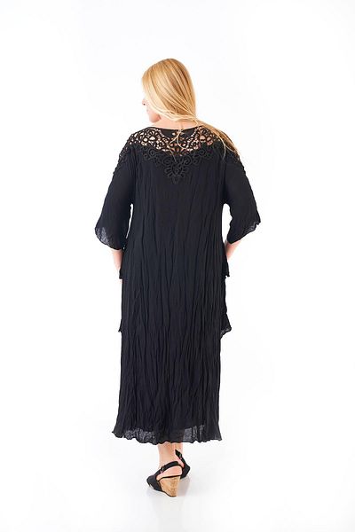 SİMİRNA OTANTİK Women's Madonna Guipure Lace Collar Three Quarter Sleeve Voile Cotton Authentic Dress