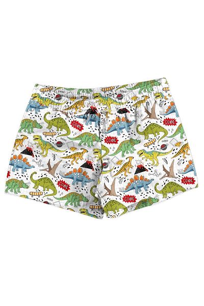 Vatkalimon Pantaloni scurți de baie pentru băiat cu model de dinozaur alb