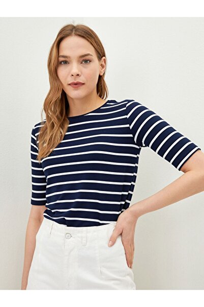 LC Waikiki Γυναικείο T-Shirt με ριγέ Crew Neck - Κοντό μανίκι