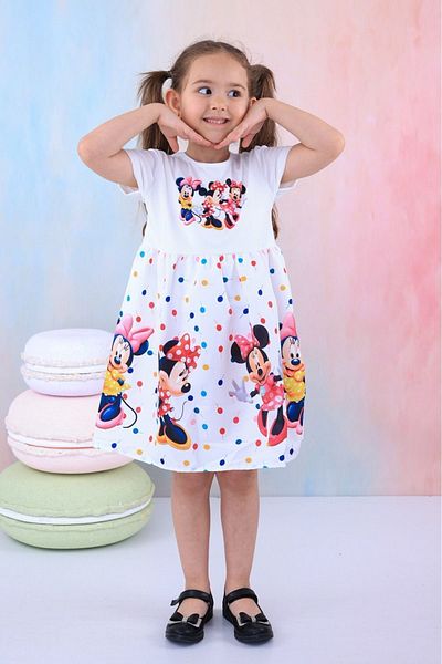 BUUFUU Girl's Micy Printed Patterned Short Sleeve Dress