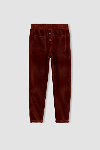 DeFacto Kız Çocuk Jogger Standart Fit Kadife Eşofman Altı Y8799a622wn