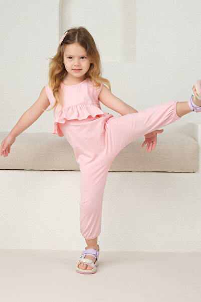 Mioma Kids Önü Fırfırlı Tulum Pembe