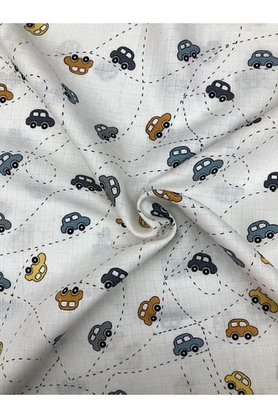 DİDABABY Summer - Short Sleeve - Single Layer Muslin - Car Pattern Sleeping Bag (Room Temperature 27 Degrees and Above)