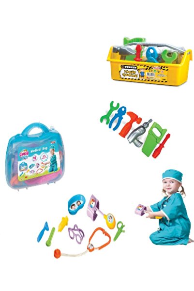 SAZE Hediyelik Doktor Çantası+teknik Tamir Çantası Oyun Setimiz Oyuncak Eylen...
