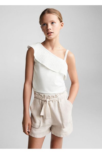 MANGO Kids Λινό σορτς με ζώνη