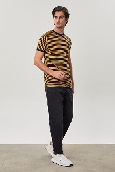 Tony Montana Crew Neck Striped Classic T-Shirt