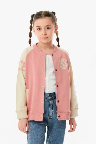 Fulla Moda Printed Stand Collar Girl's College Jacket