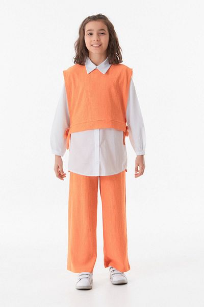 Fulla Moda Burümcük Fabric Girl's Set with Side Ties