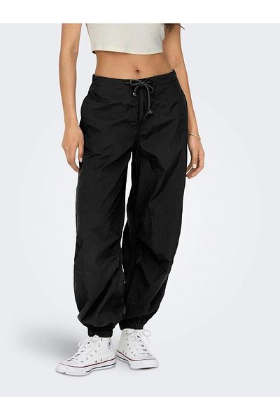 ONLY 15295049 - Women's Pants with Parasut Fabric, Waist Laces and Paca Elastics