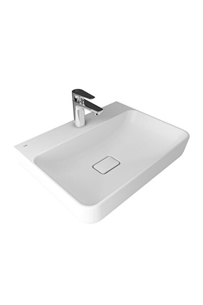 KALE Zero 2.0 60x45 Cm Armatür Bantlı Dıkdörtgen Tezgah Üzerı Lavabo Mat Beyaz