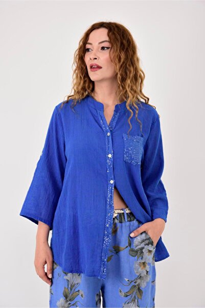 Park Moda 22046 Μοντέλο PUL πουκάμισο με κέντημα και λεπτομέρεια τσέπης