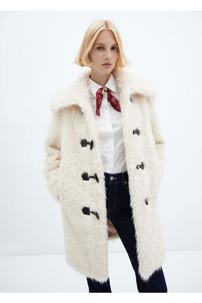 MANGO Woman Palton midi cu blană
