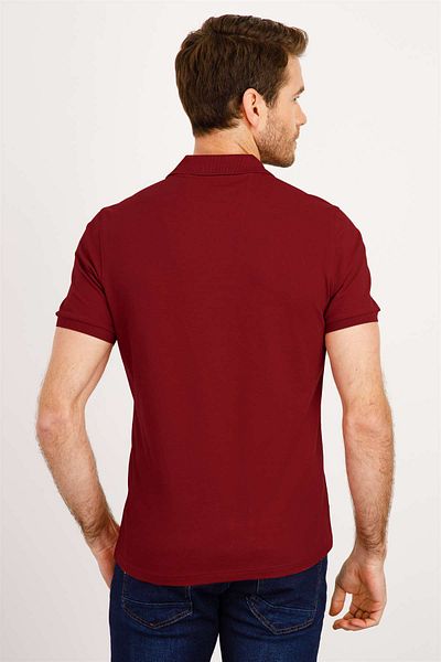 İgs Ανδρικό μπλουζάκι Claret Red Modernfit / Slim Fit Polo Neck T-shirt