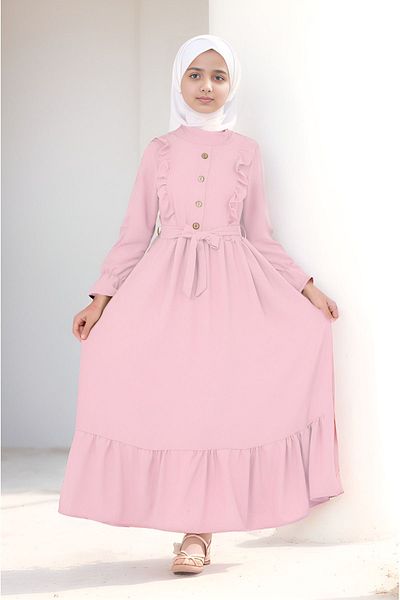 Joui Co Girl's Long Hijab Aerobin Linen Dress