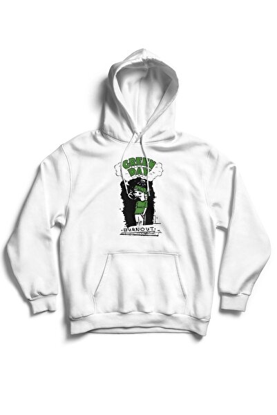 The Baski Унісекс білий Green Day з принтом, кишенями-кенгуру та капюшоном, в...
