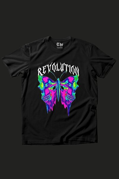 The Baski Crna unisex revolucija šarene Štampano kratke rukave T-shirt