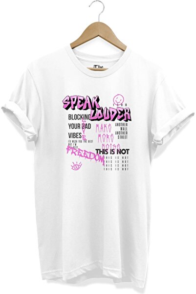 The Baski Bela Unisex Ružičasta Crna Tekst Štampano Cool Kratki Rukav T-shirt