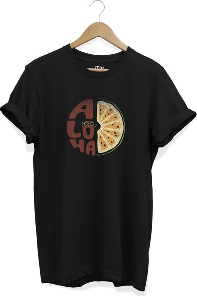 The Baski Crna unisex aloha majica sa kiselinom Štampano kratkih rukava T-shirt