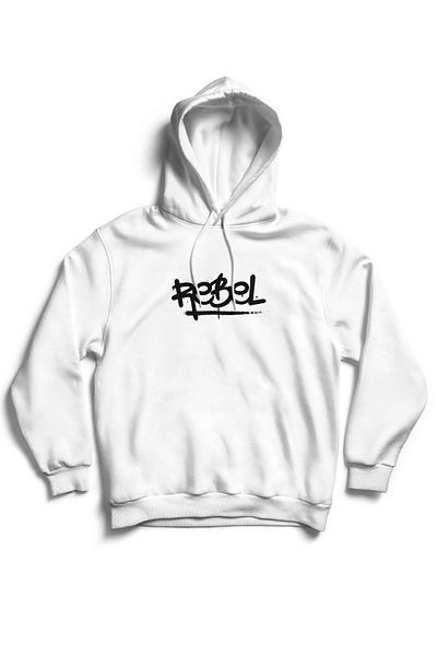 The Baski Unisex White Rebel Graffiti Φούτερ υψηλής ποιότητας χωρίς τσέπη