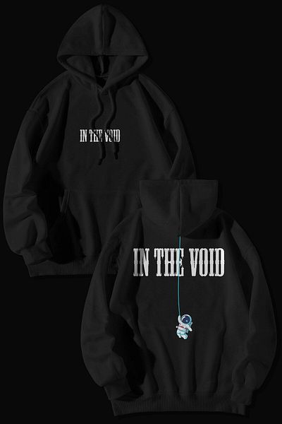The Baski Astronaut Design Back Printed 100% Cotton Fleece Premium Black Sweatshirt