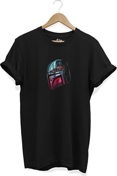 The Baski Crna unisex Star Wars Mandalorian kaciga Štampano kratki rukav T-shirt